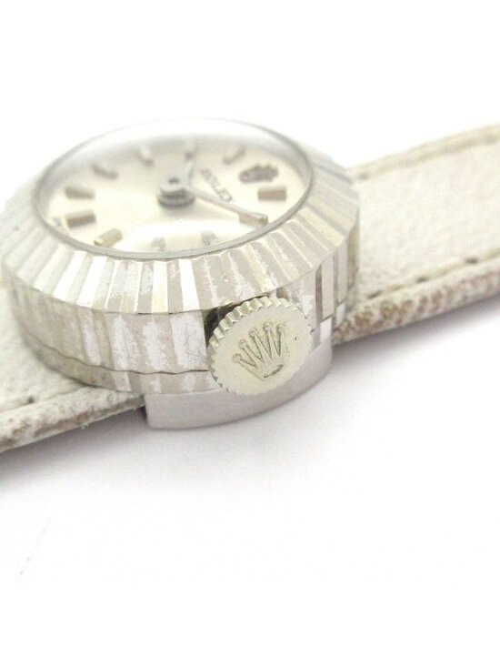 Rolex Watch Chameleon Orchid 18k White Gold Antique Leather Strap Required OH